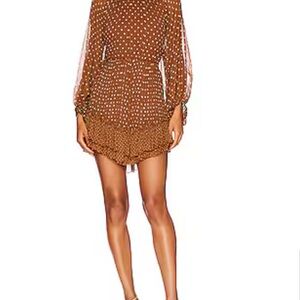Shona Joy Brown Polka Dot Long Sleeve Dress